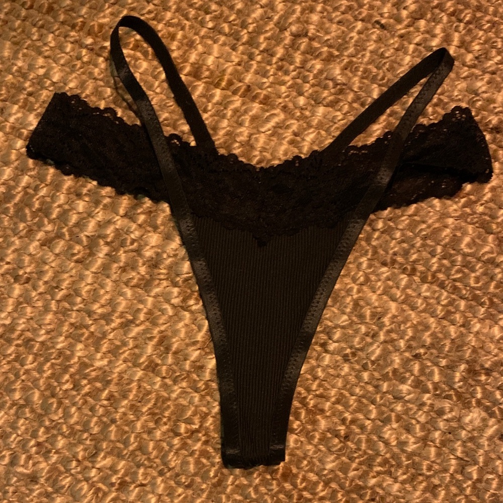 Elegant Black Lace Thong